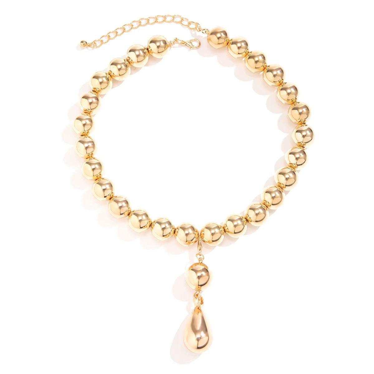 Damen Gold Rund Kugel Perle Tropfen Anhänger Choker Halskette | Shop Nory