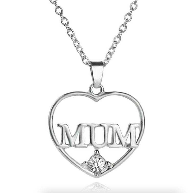 Damen Gold Silber Beschichtete Mum Ausgeschnitten Kristall Herz Anhänger Kette Damen Halskette | Shop Nory