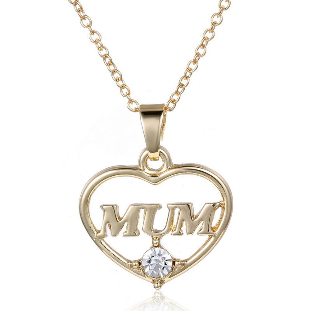 Damen Gold Silber Beschichtete Mum Ausgeschnitten Kristall Herz Anhänger Kette Damen Halskette | Shop Nory