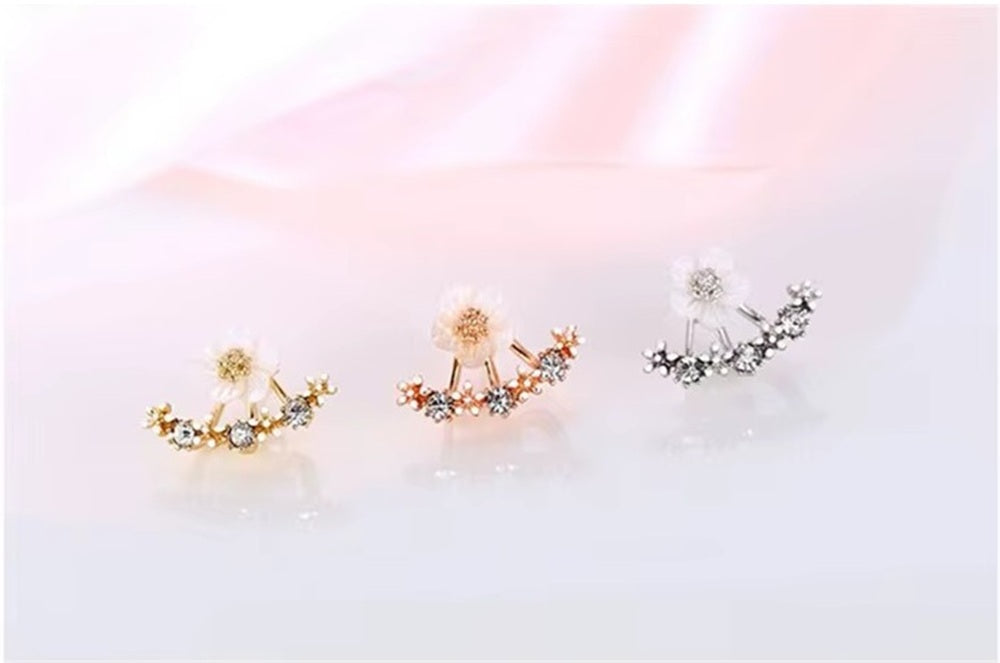 Damen Doppelseitige Äste Blumen Kristall Ohrstecker | Shop Nory