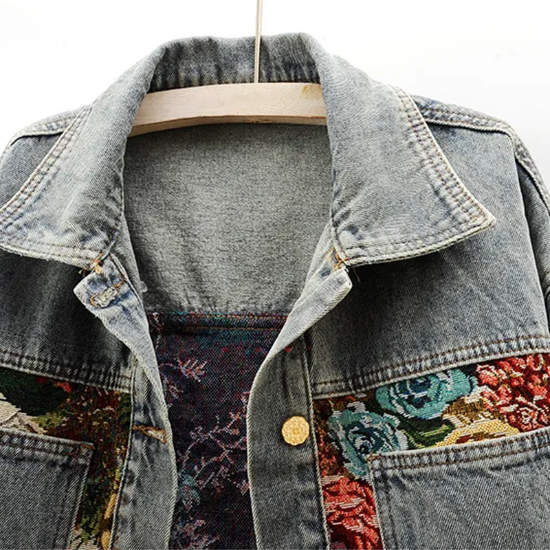 Floral Jeansjacke für Damen Juli
