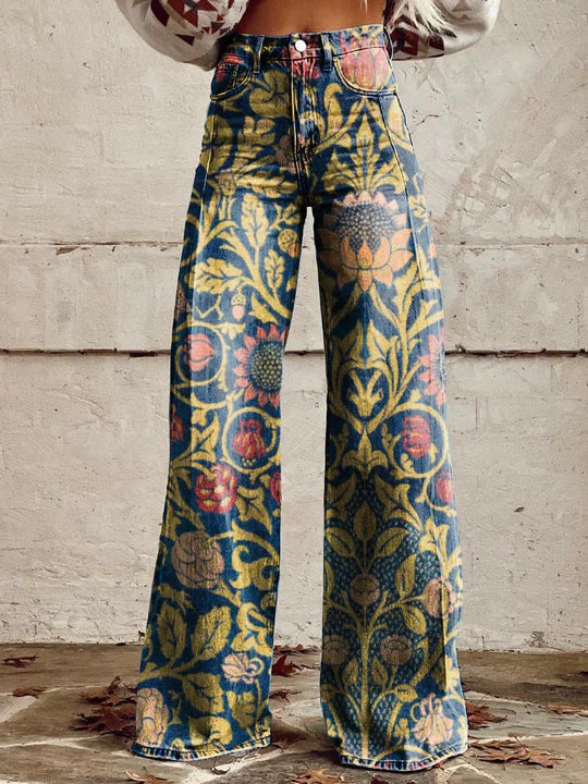 Shopnory | Floral Wide-Leg Jeans