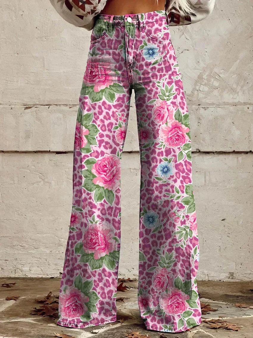 Shopnory | Floral Wide-Leg Jeans