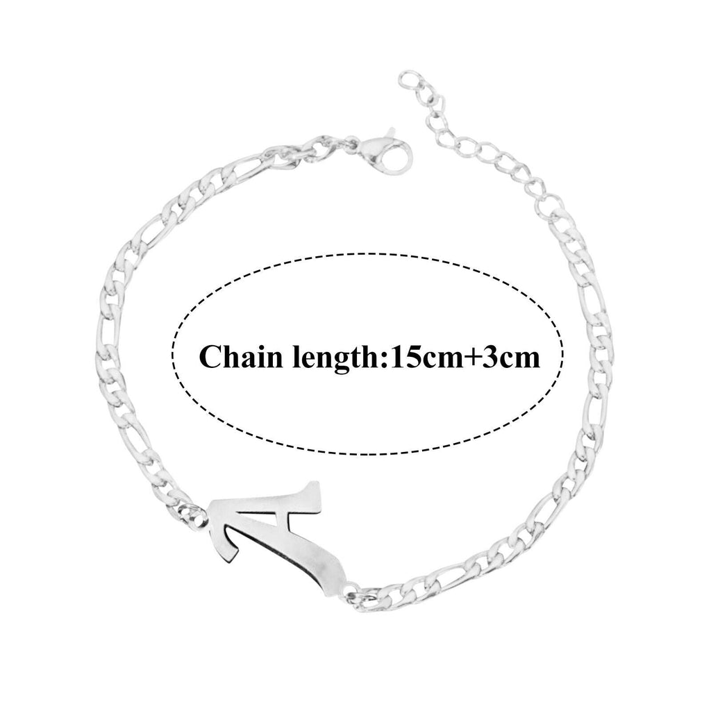 Damen Mädchen Silber Edelstahl Titan Einzelbuchstaben Initialen Armbänder | Shop Nory