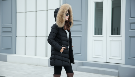 Daunenjacke mit Fellkragen - Warme Winterjacke