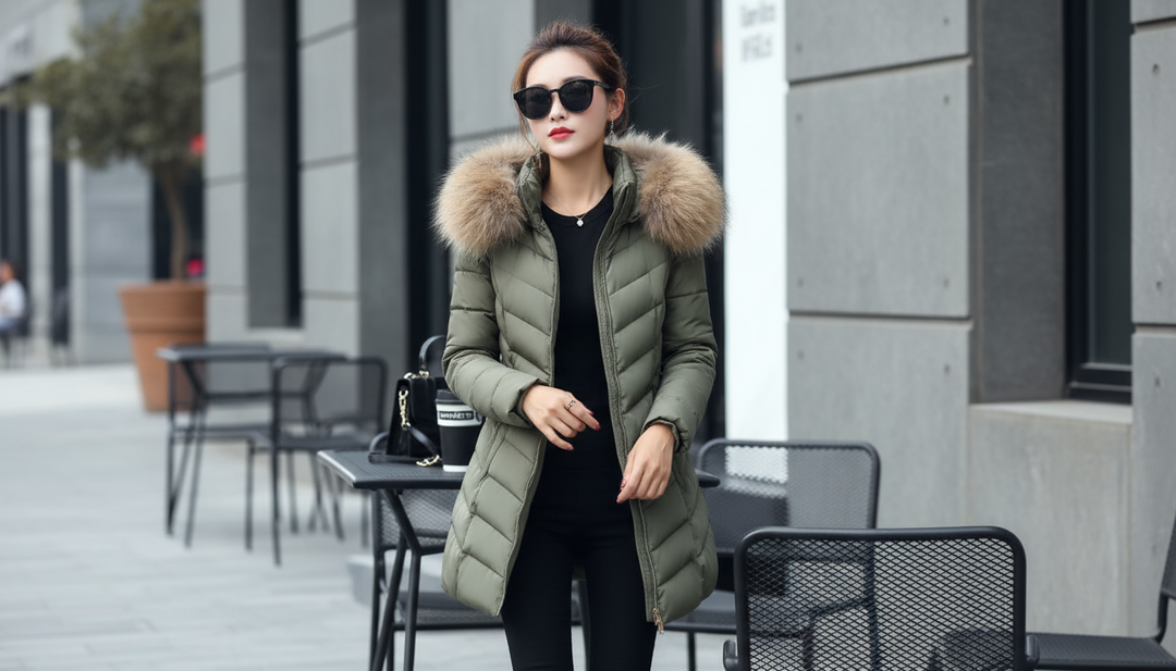 Daunenjacke mit Fellkragen - Warme Winterjacke