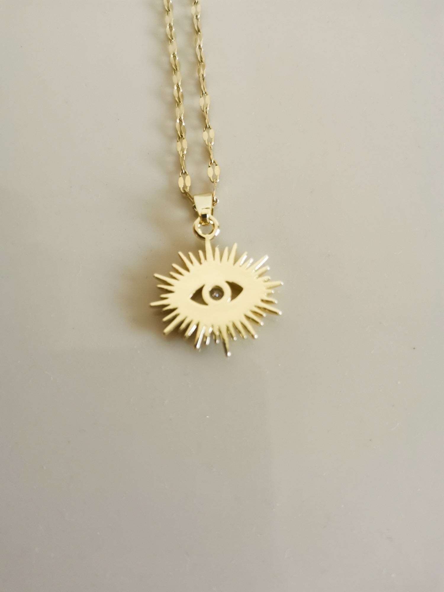 Unisex Gold Plated Sun Splash Crystal Eye Anhänger Kette Halskette | Shop Nory