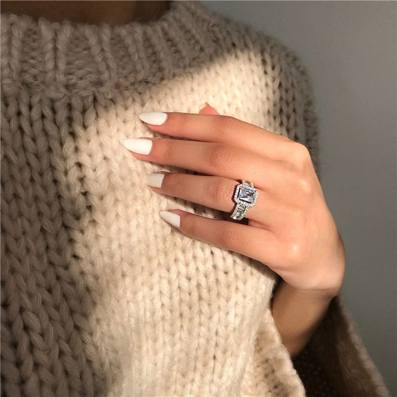 Natürlicher Weiß Moissanit Edelsteinring | Shop Nory
