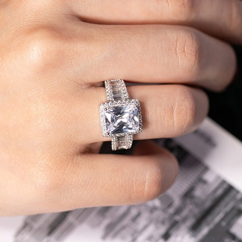 Natürlicher Weiß Moissanit Edelsteinring | Shop Nory