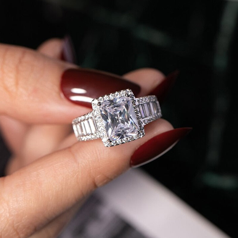 Natürlicher Weiß Moissanit Edelsteinring | Shop Nory
