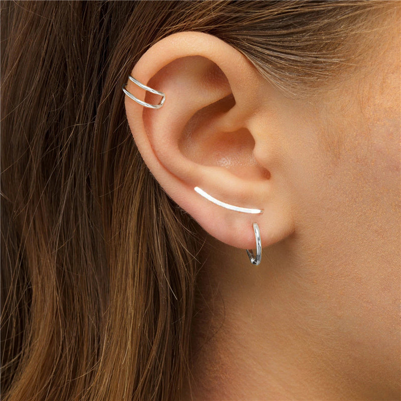 Glatte Linie | Sterling Silber Ohrringe für Frauen Glatte lange Linie | Shop Nory