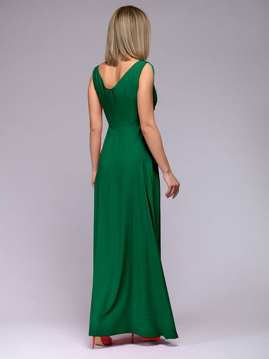 Elegantes Maxi Kleid mit Tiefem V-Ausschnitt und Schlitz