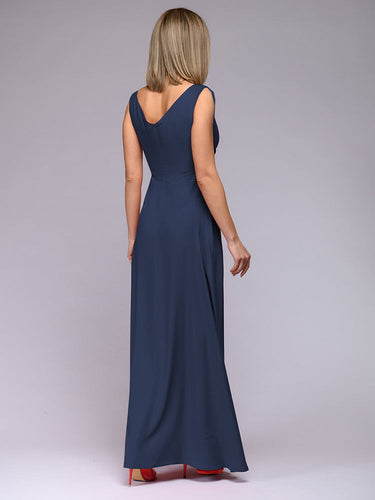 Elegantes Maxi Kleid mit Tiefem V-Ausschnitt und Schlitz