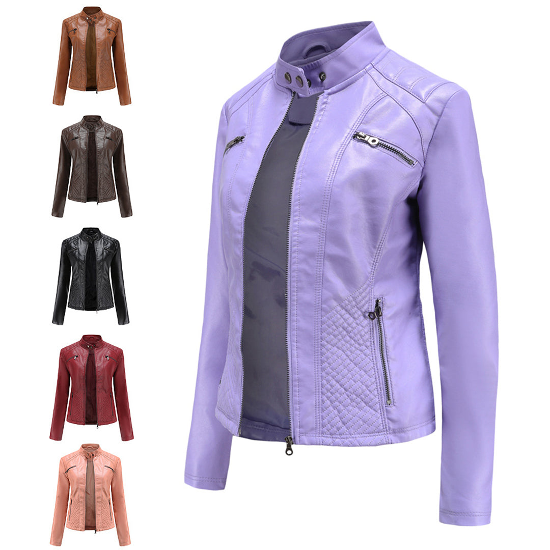 Lederjacke für Damen - Modische Jacke mit Reißverschluss