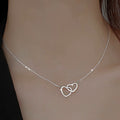 Damen Silberkette Ausschnitt Doppelherz Choker Edelstahl Halskette | Shop Nory