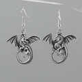 Große Silberne Gothische Drachen Charm Ohrringe | Shop Nory
