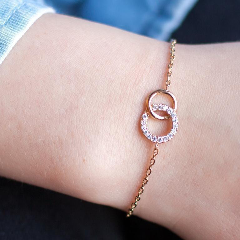 Armband Doppelte Kreis mit Zirkonia 16K vergoldet | Shop Nory