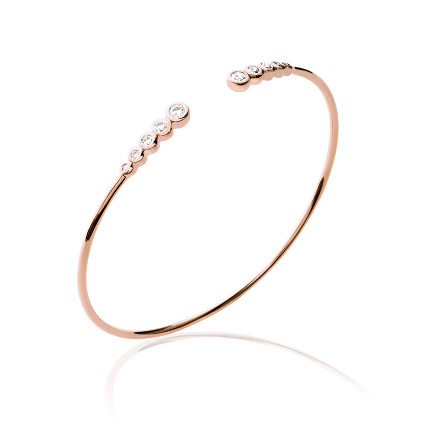 Armreif mit Zirkoniasteinen Rosévergoldet, Offener Armreif | Shop Nory