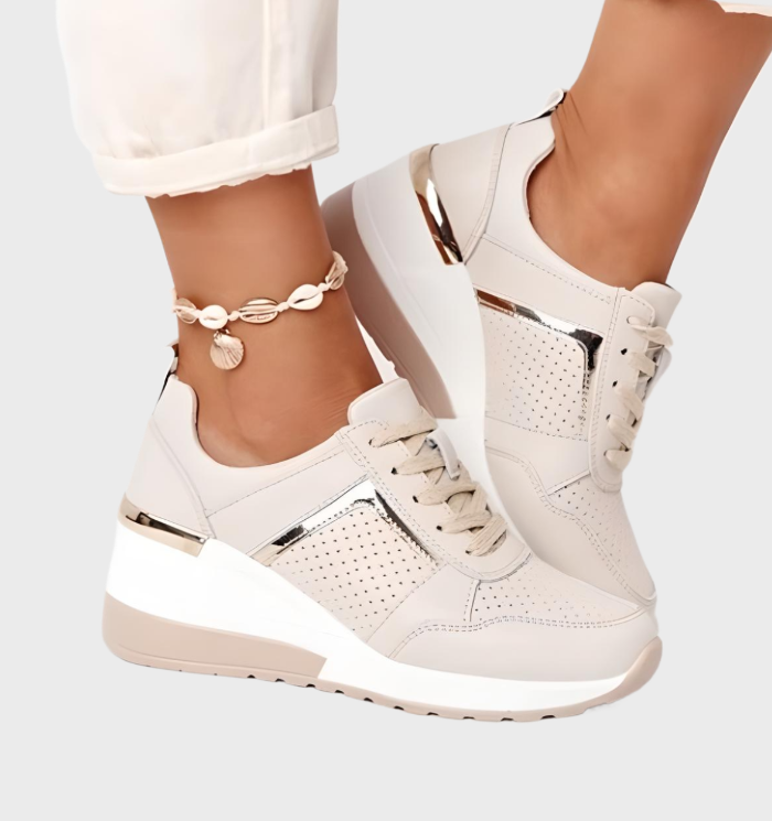 Sneakers Leichtgewicht, Atmungsaktive Sneakers Mit Keilabsatz Für Damen