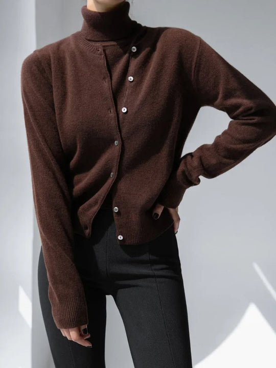 Damen Strick-Cardigan und Rollkragenpullover Set