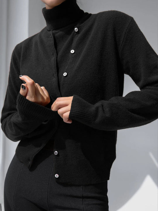 Damen Strick-Cardigan und Rollkragenpullover Set