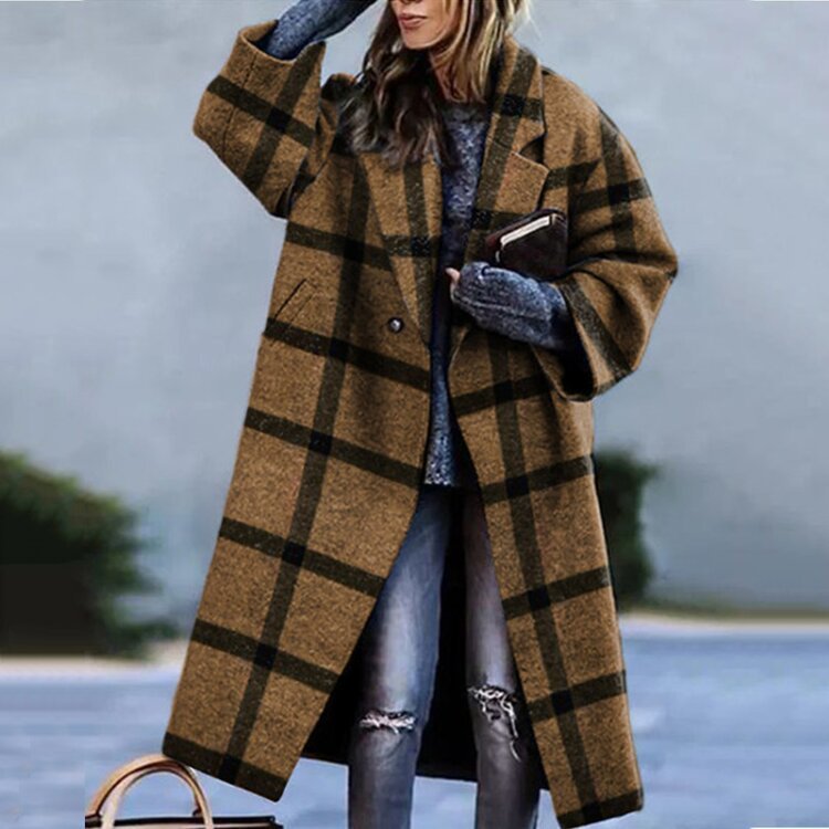 Herren Mantel Lang | Oversized Wintermantel mit Notch-Lapel & Taschen