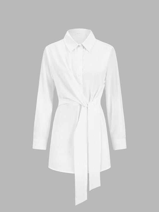 Hemd mit BindShopnoryand in Der Taille Baumwollmischung Elegant und Zeitlos