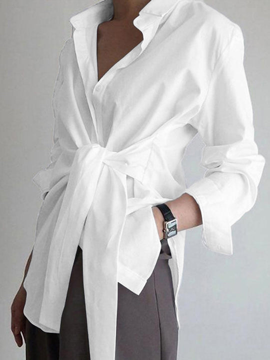 Hemd mit BindShopnoryand in Der Taille Baumwollmischung Elegant und Zeitlos