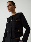Button Tweed Jacke
