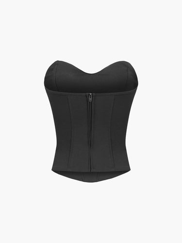 Shopnory | Cup Detail mit Reißverschluss Röhren Corsatz Oberteil