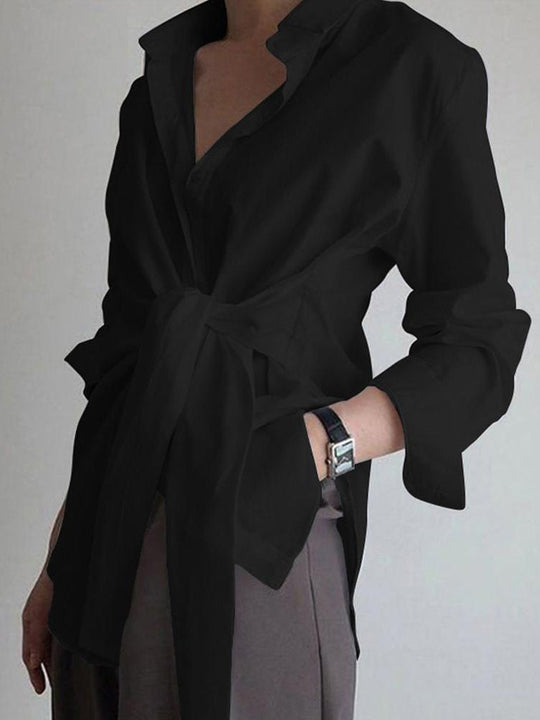Hemd mit BindShopnoryand in Der Taille Baumwollmischung Elegant und Zeitlos