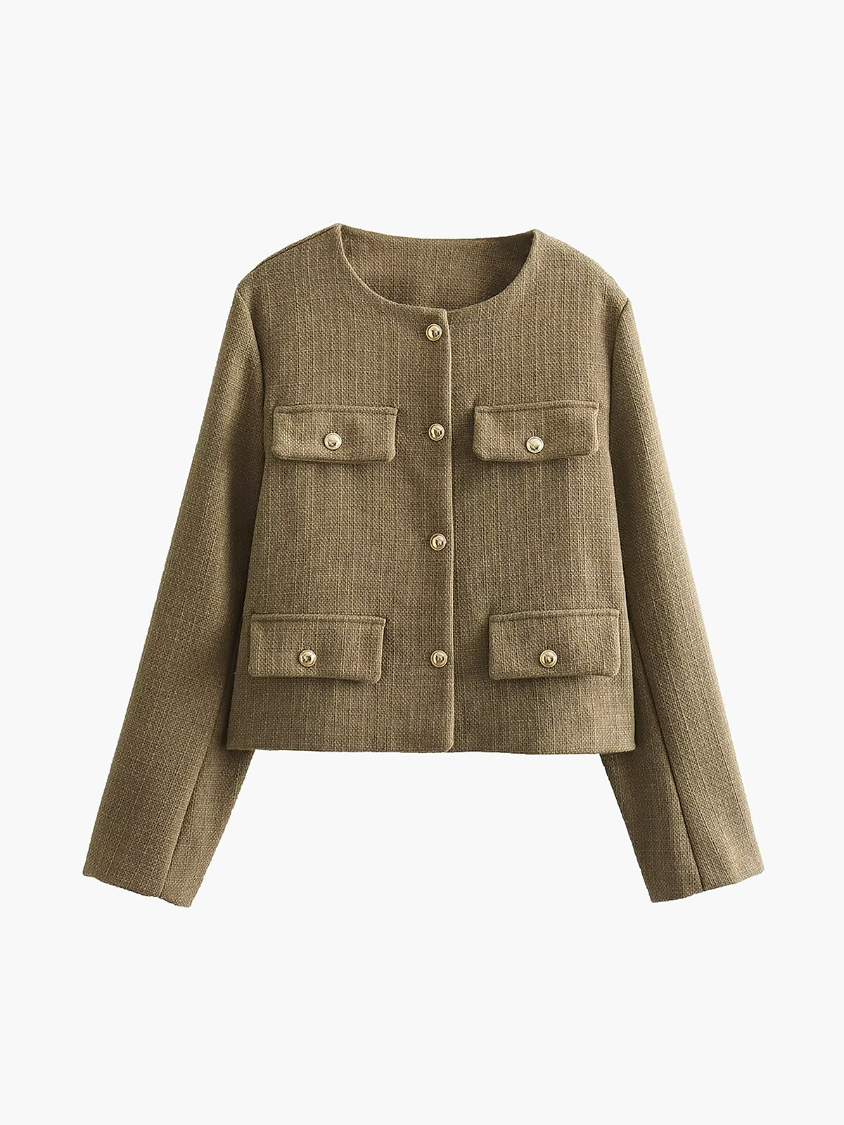 Button Tweed Jacke