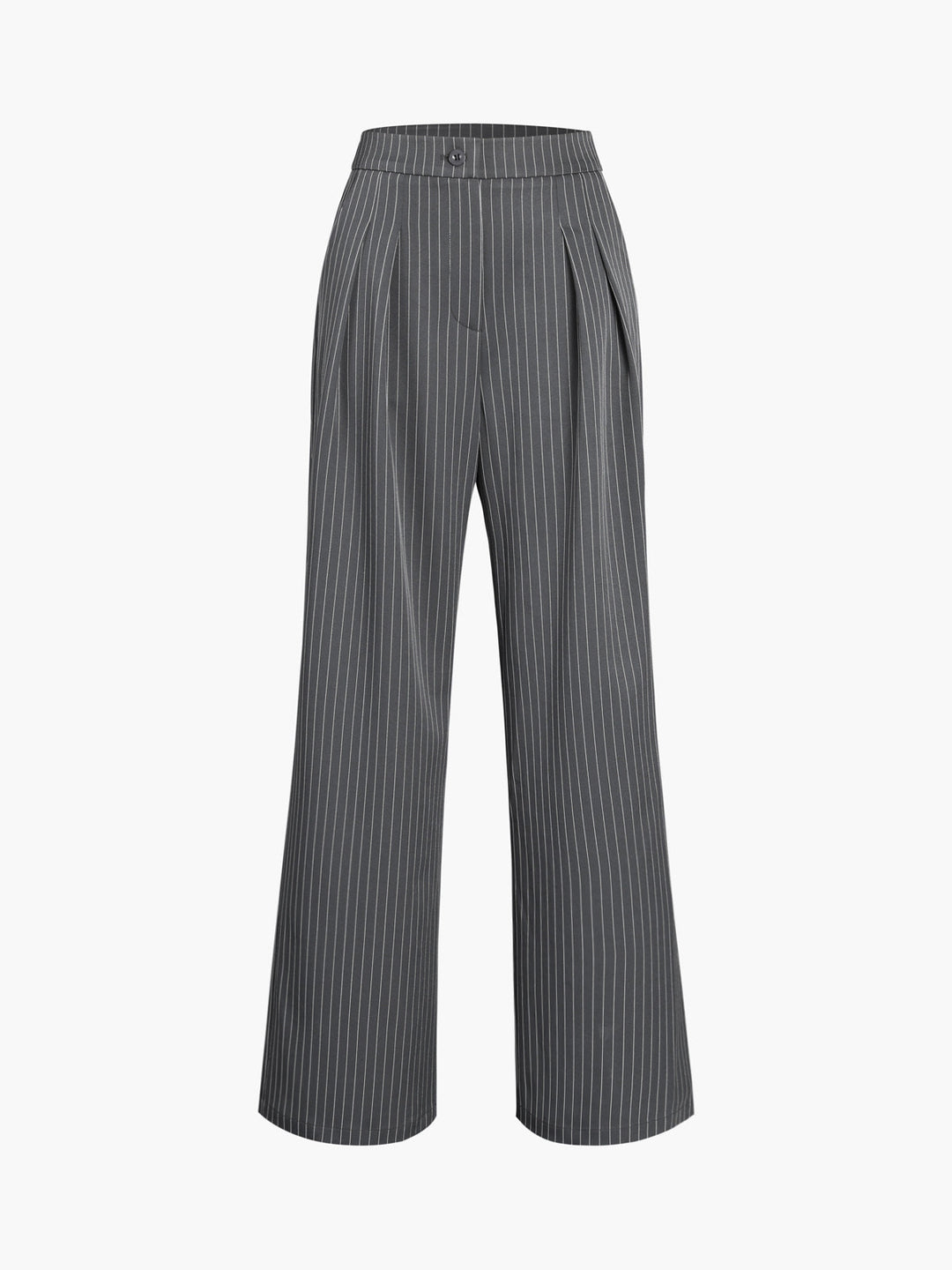 Elegante Nadelstreifen-Faltenhose mit Weitem Bein