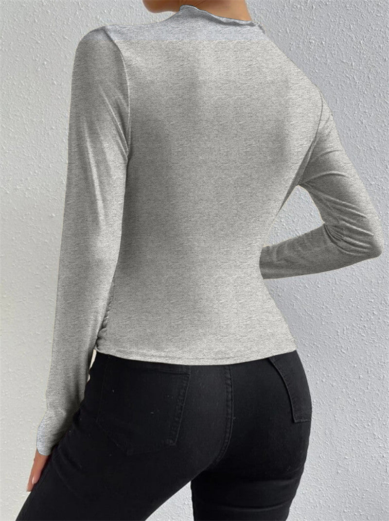 Elegantes Ruching Langarmshirt