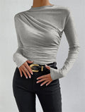 Elegantes Ruching Langarmshirt