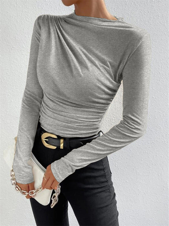 Elegantes Ruching Langarmshirt
