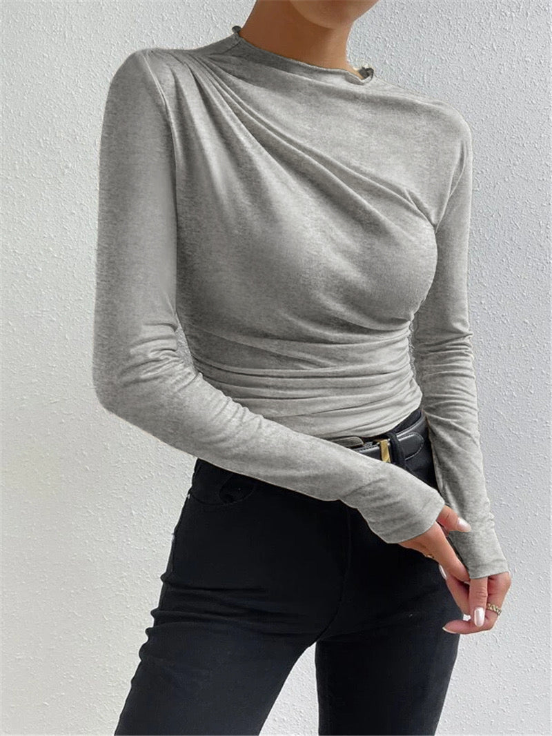 Elegantes Ruching Langarmshirt