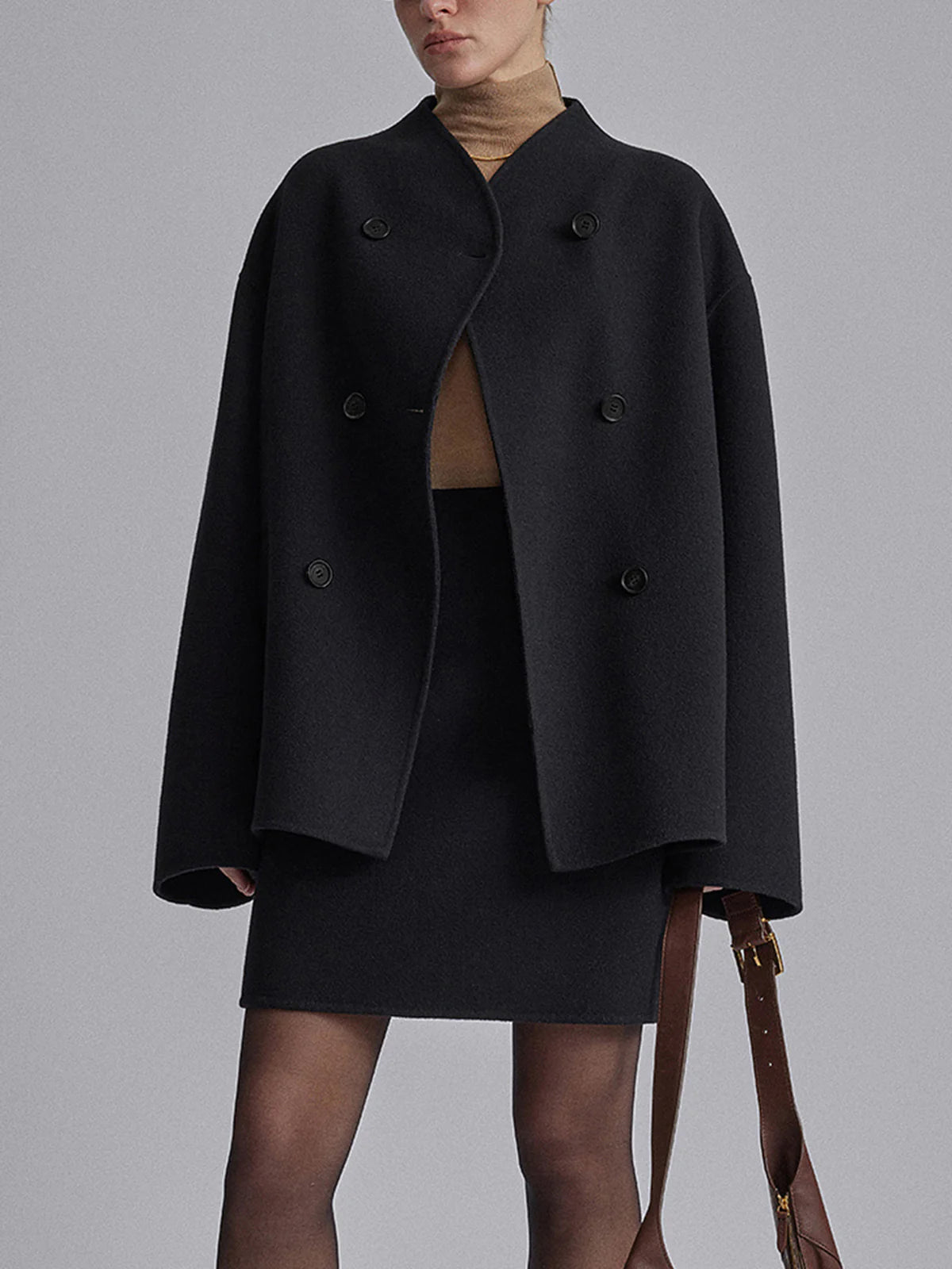 Kurze Wolljacke mit Doppelter Knopfreihe Wollmischung Modern und Warm