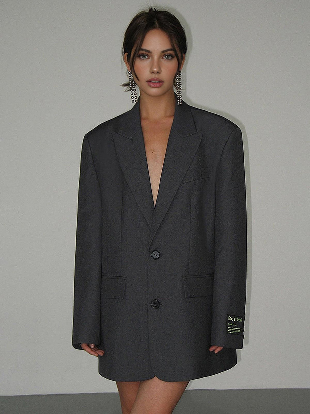 Übergroße Blazer - Lang geschnitten mit einreihigem Schnitt