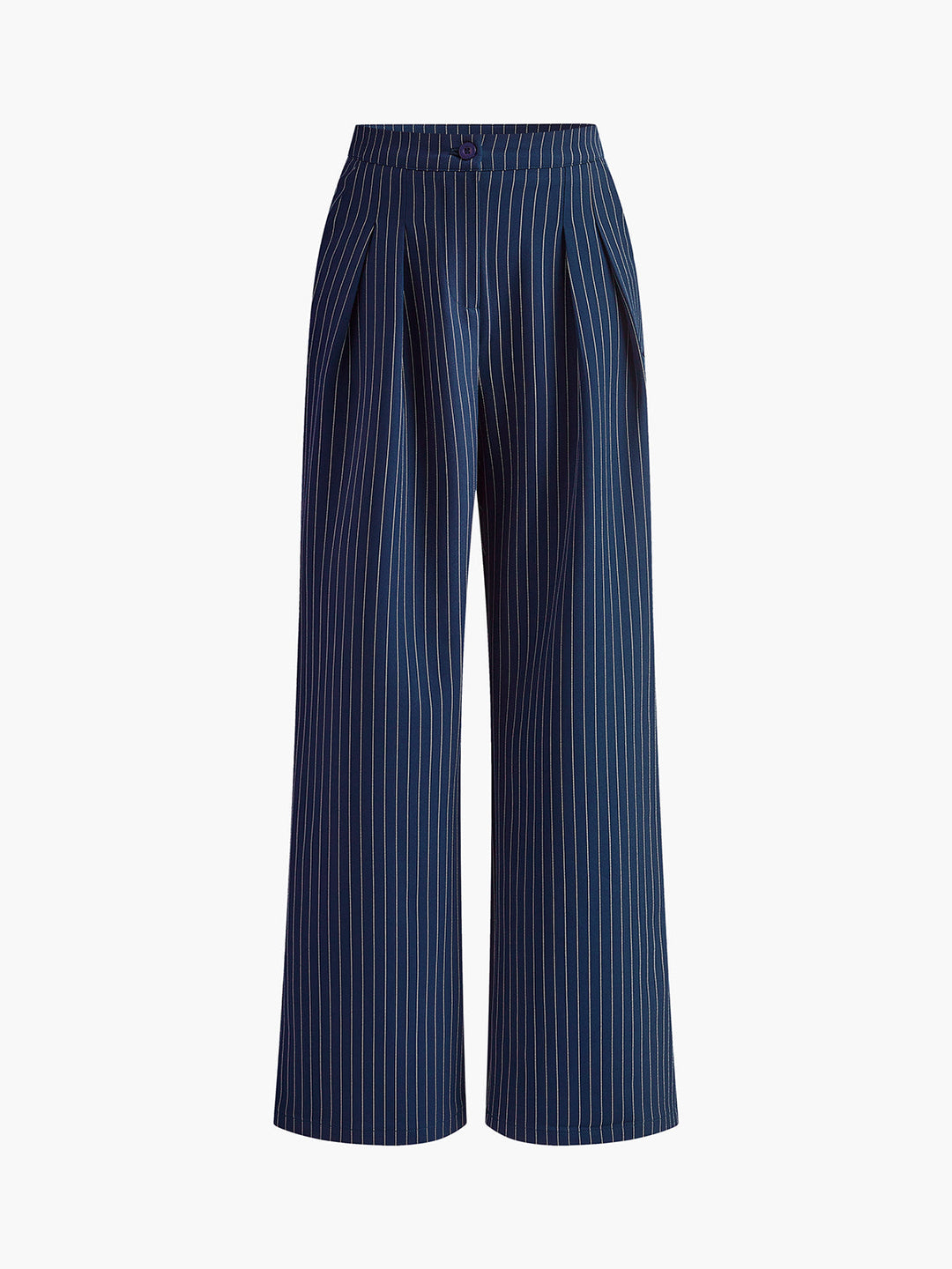 Elegante Nadelstreifen-Faltenhose mit Weitem Bein