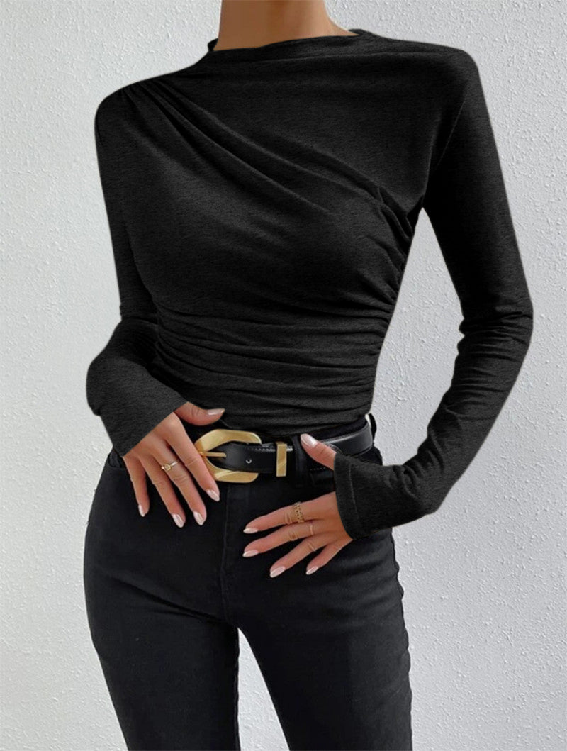 Elegantes Ruching Langarmshirt