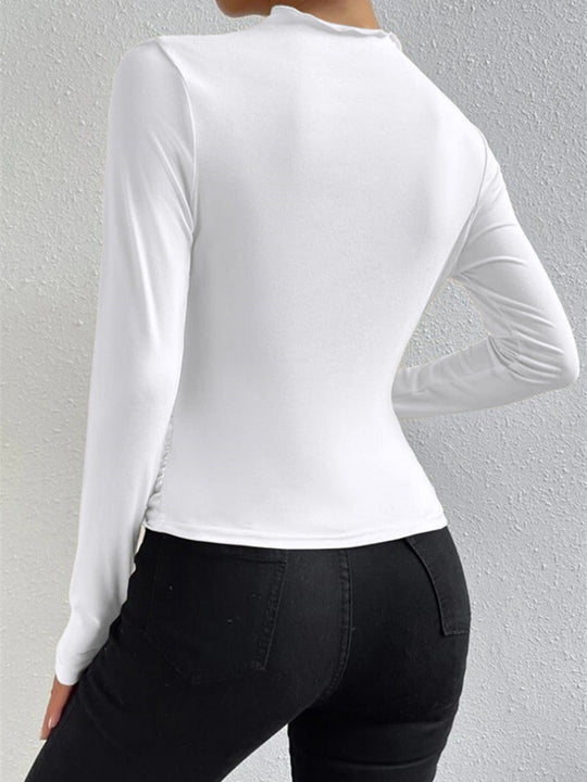 Elegantes Ruching Langarmshirt