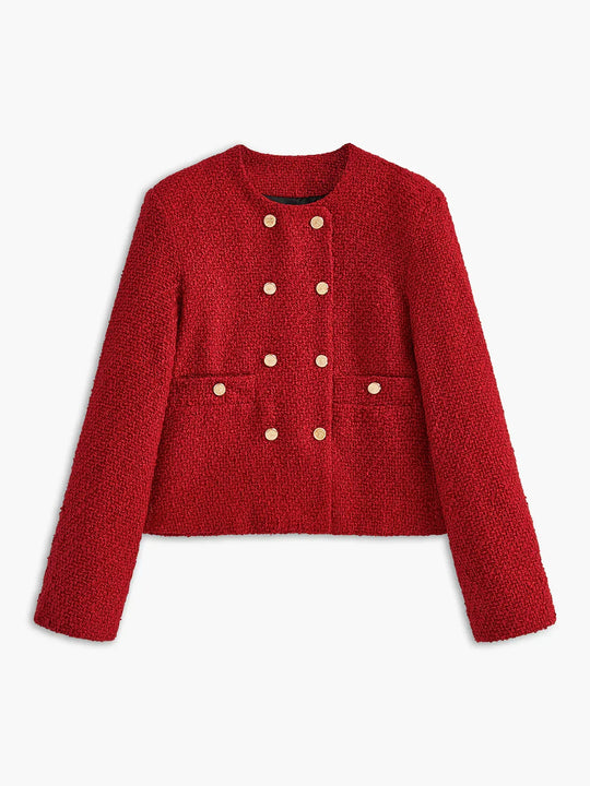 Button Tweed Jacke