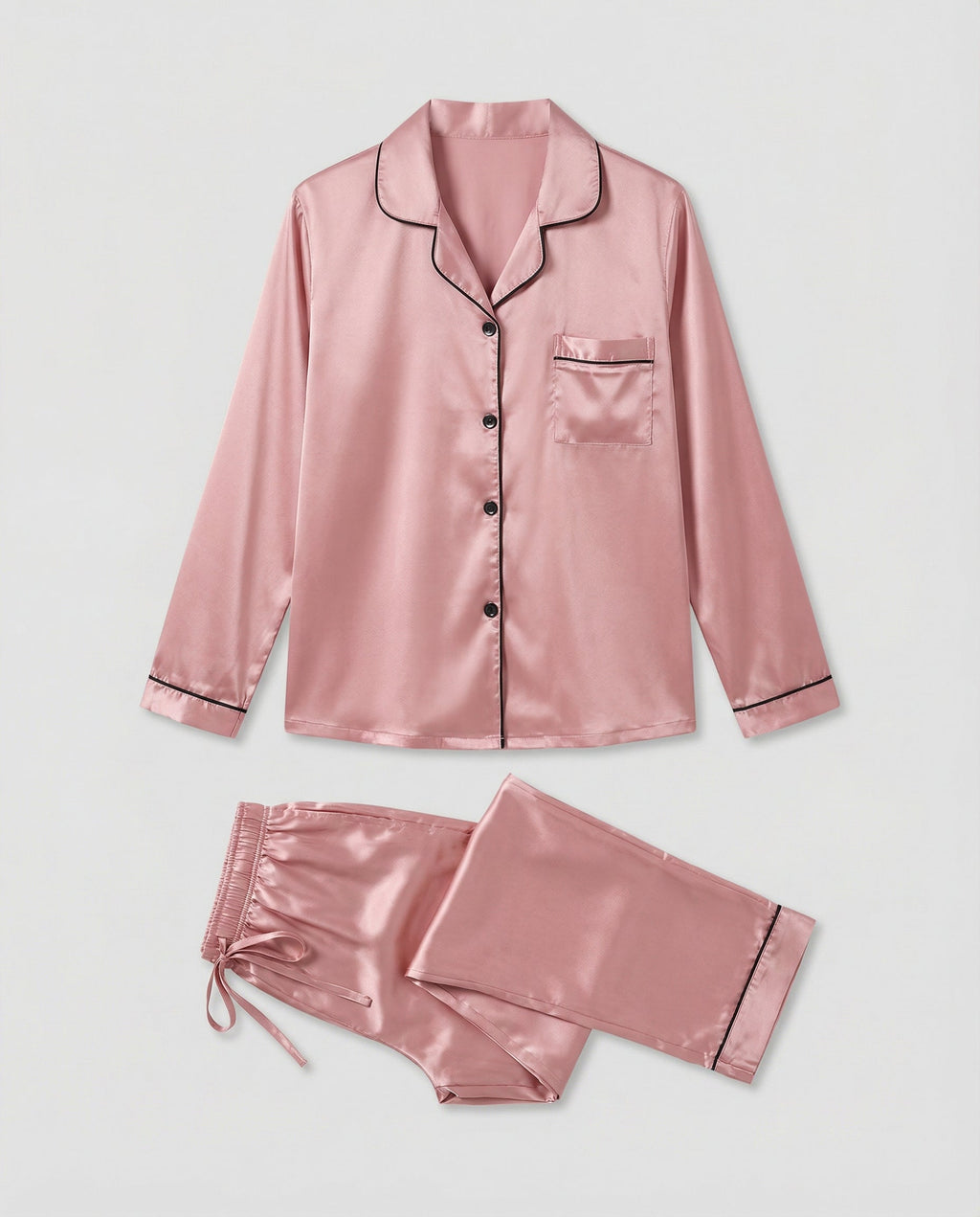Elegantes Damen Satin-Pyjamaset