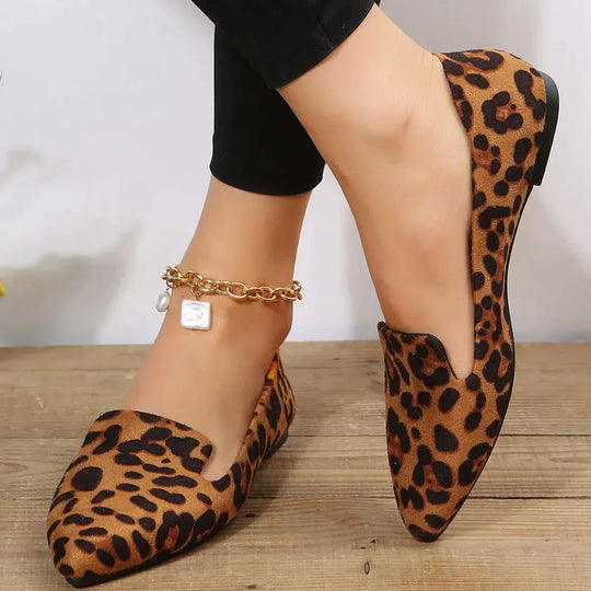 Orthopädische Leopard Spitze Zehen Loafers