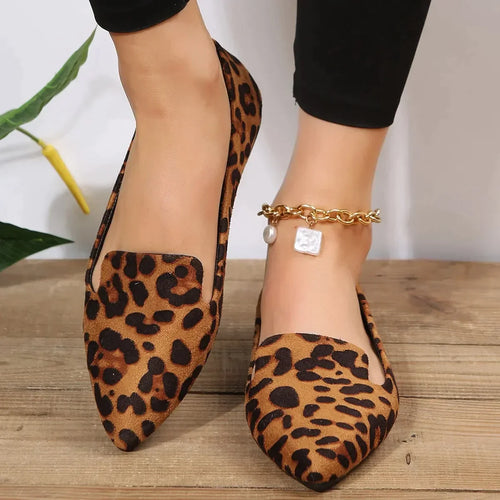 Orthopädische Leopard Spitze Zehen Loafers