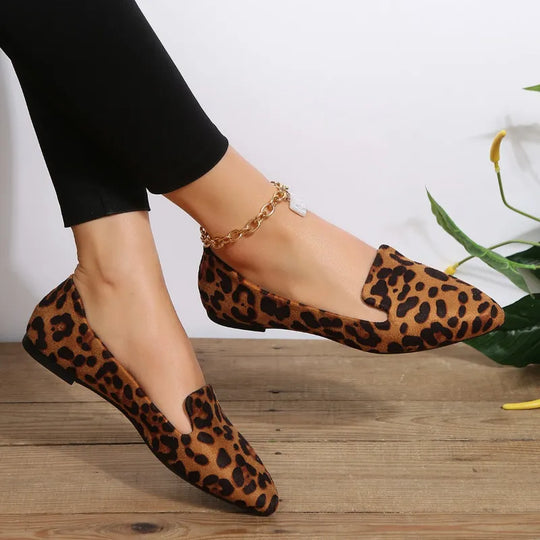 Orthopädische Leopard Spitze Zehen Loafers