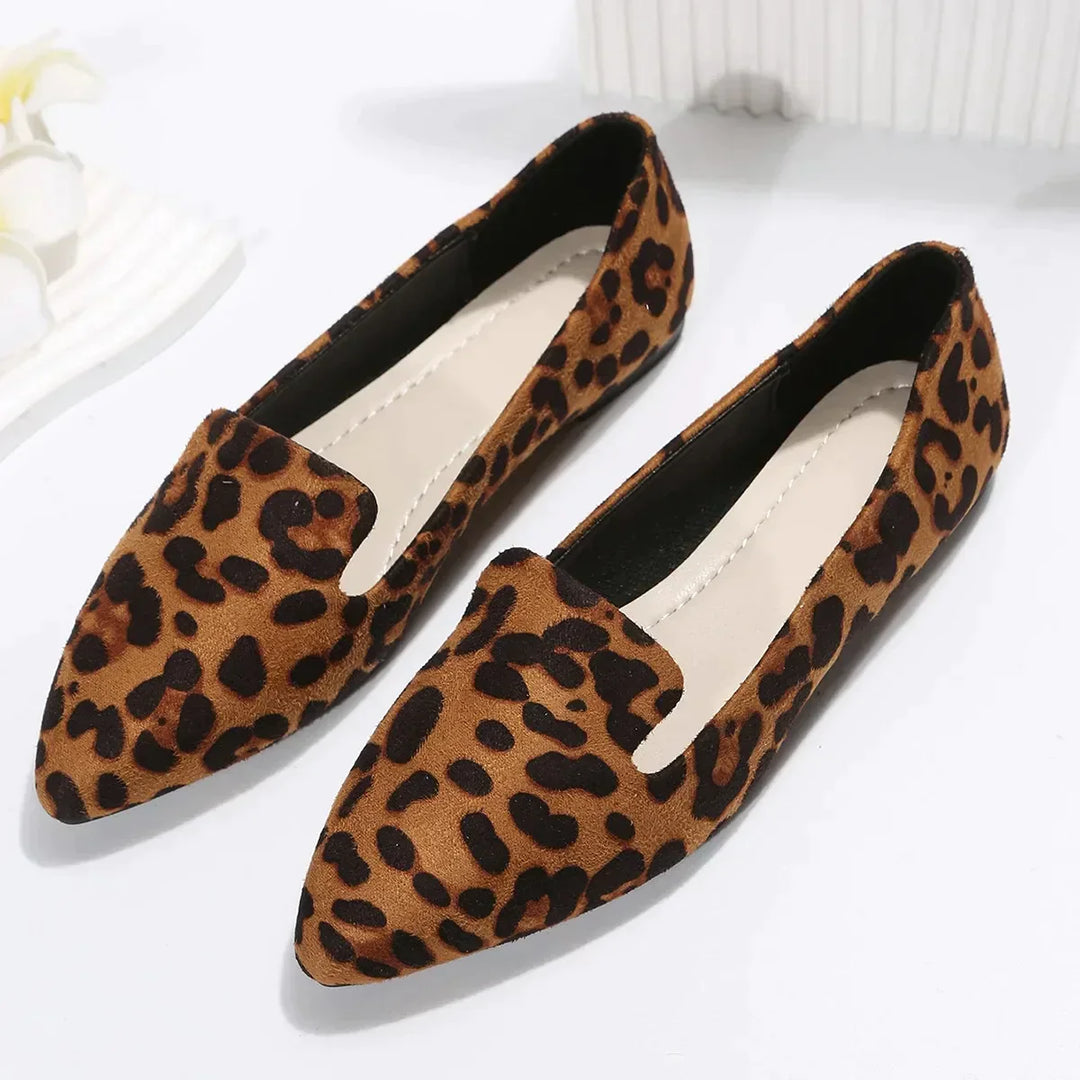 Orthopädische Leopard Spitze Zehen Loafers