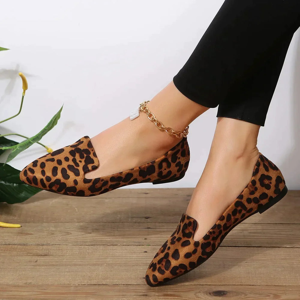 Orthopädische Leopard Spitze Zehen Loafers