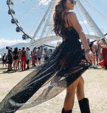 Stern Schwarz Netz Transparent Ärmelloses Maxi-Kleid
